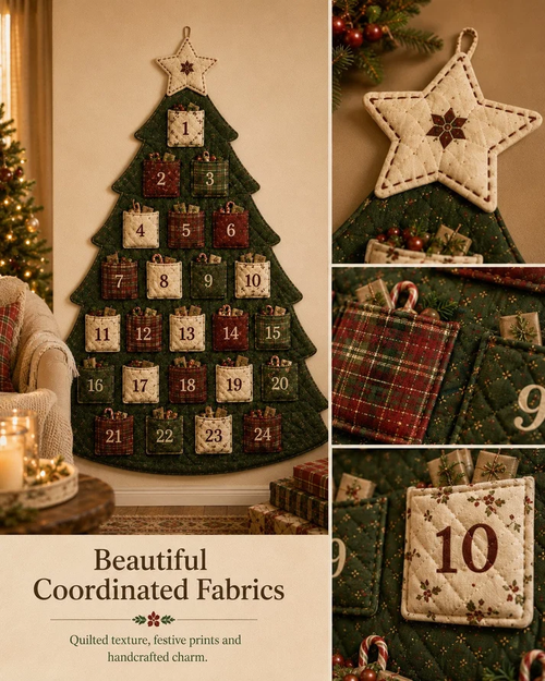 🧵🎄DIY 24-Pocket Fabric Christmas Advent Tree Kit