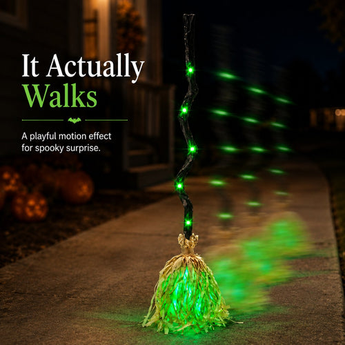🧹 Animated Light-Up Walking Halloween Broom Decor