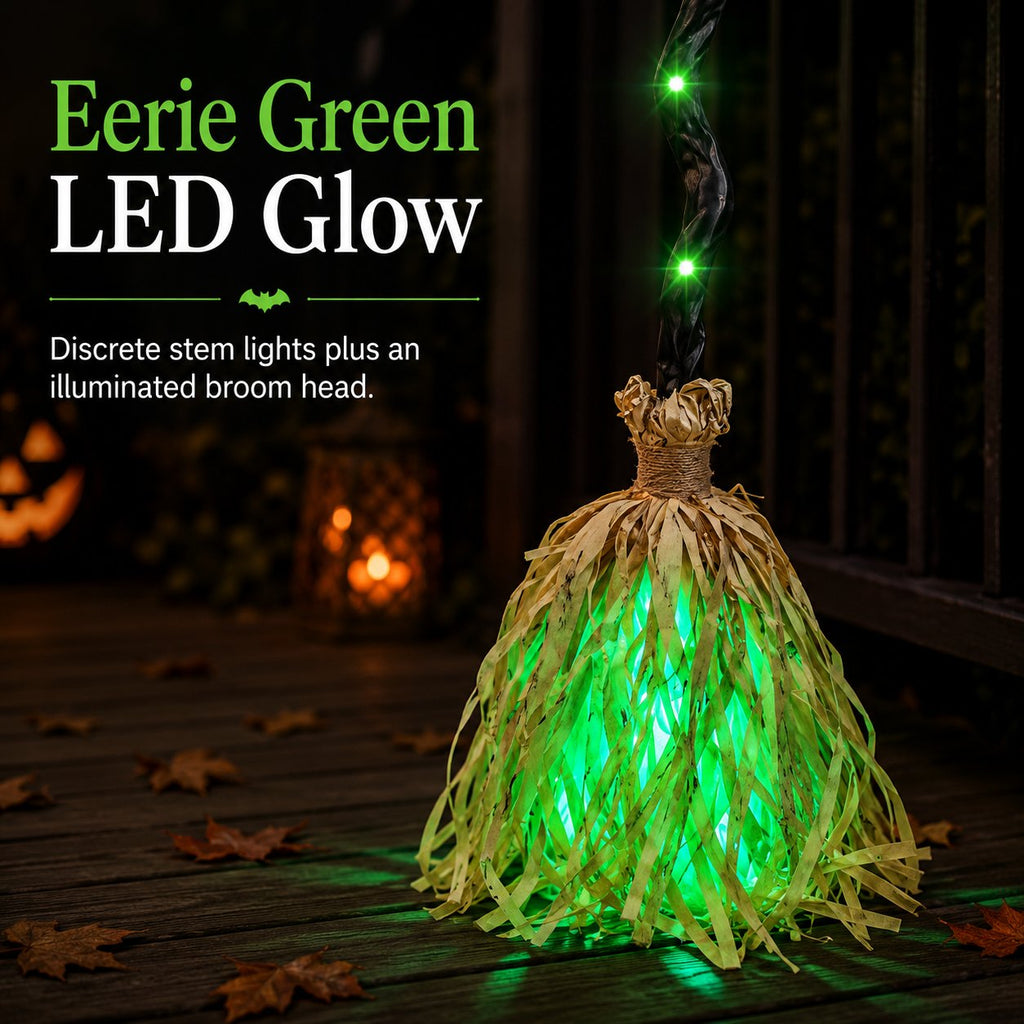 🧹 Animated Light-Up Walking Halloween Broom Decor