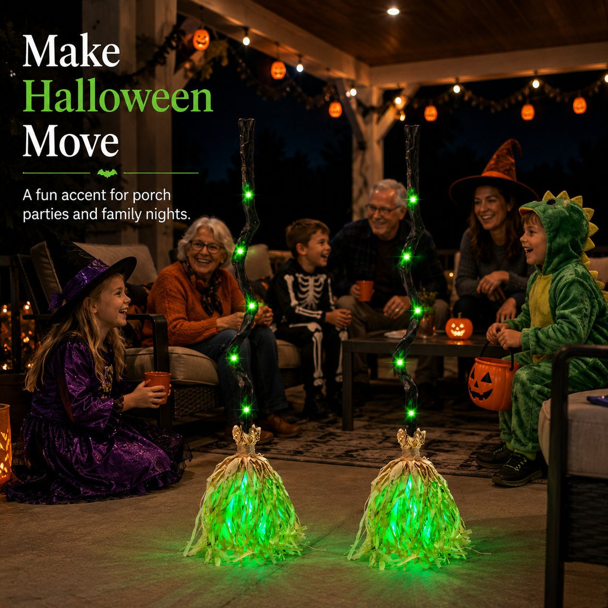 🧹 Animated Light-Up Walking Halloween Broom Decor