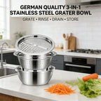🍴 German Quality 3-in-1 Stainless Steel Grater Bowl