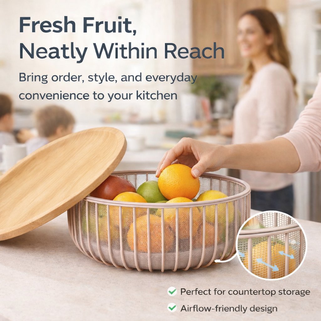 🍎 Fruit storage basket with mesh design to prevent flies and insects. 🧺🍇