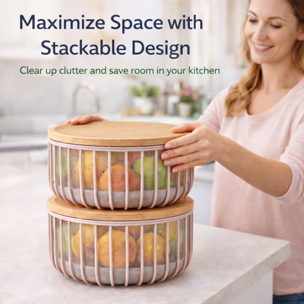 🍎 Fruit storage basket with mesh design to prevent flies and insects. 🧺🍇